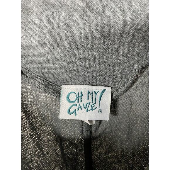 Oh My Gauze! Women's 2 US L/XL Gray Short Sleeve Cotton Gray Top V-Neck Boho - Picture 3 of 6